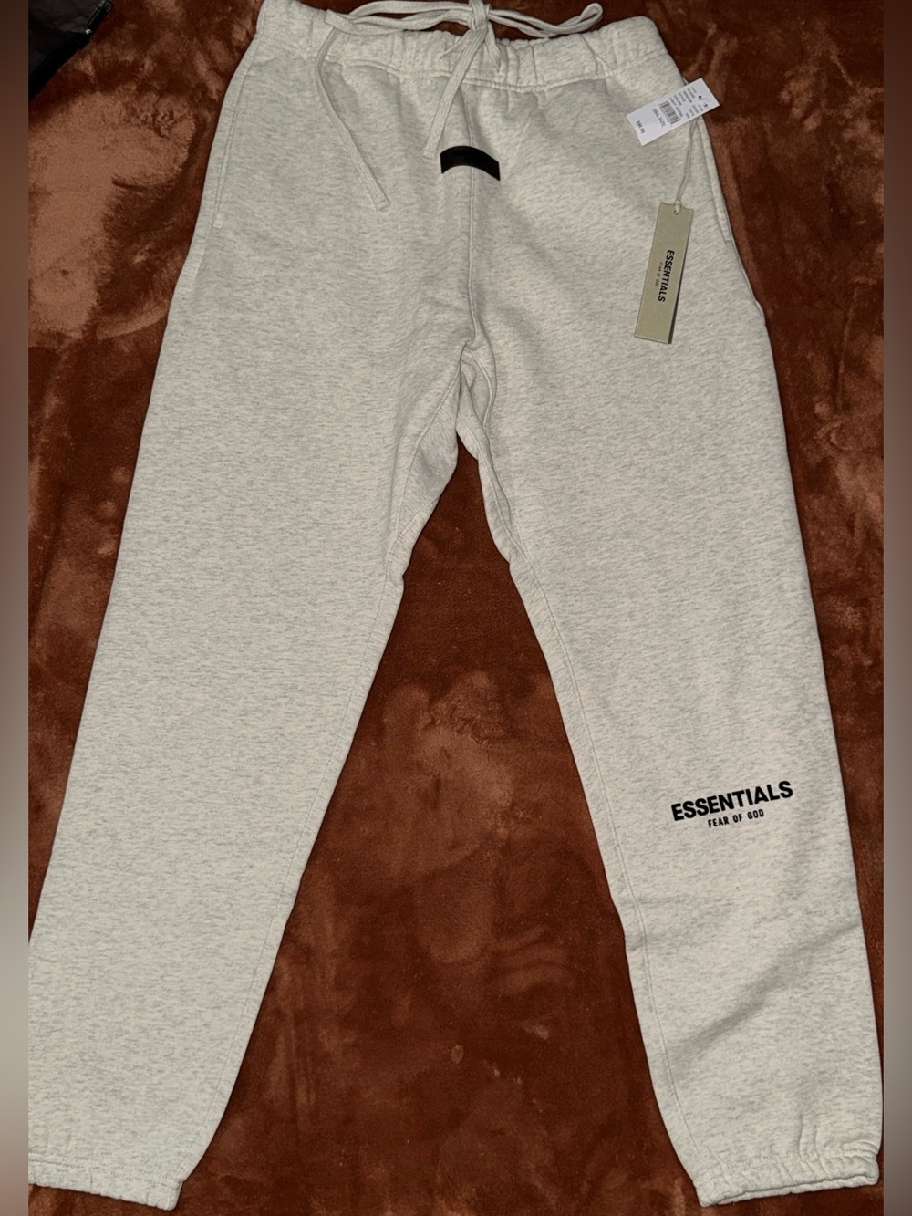 ESSENTIALS Men’s Oatmeal Gray Joggers with Logo